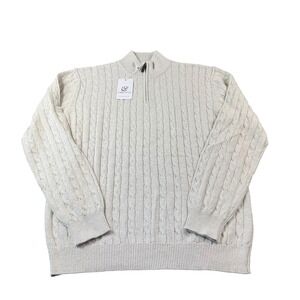Collars & Co. Heavyweight Cableknit Cotton Half Zip Men's Pullover Size XL NWT